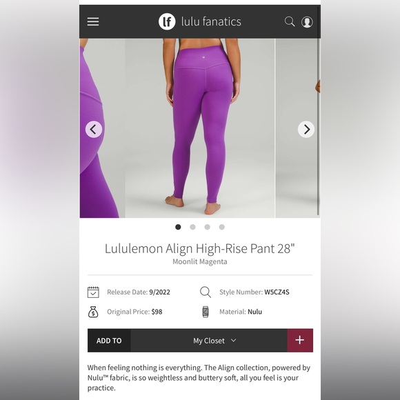 Lululemon align leggings size 6. P7 - Picture 4 of 4